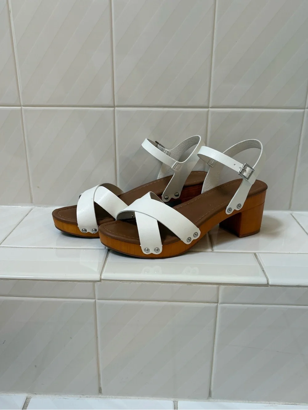 Cushionaire White Ankle-Strap Block Heel Sandal - Picture 3 of 12